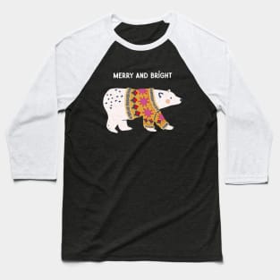 Merry Polar Bear in a Bright, Festive Sweater Baseball T-Shirt